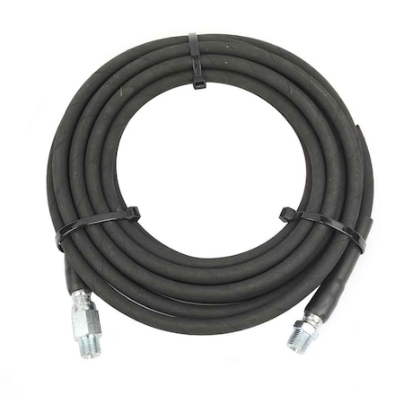 Interstate Pneumatics Steel Braid Black Rubber Hose, 1/4" x 25 ft with 3/8" MNPT Fixed & Swivel, W/T Sleeve, 4000 PSI PW7200